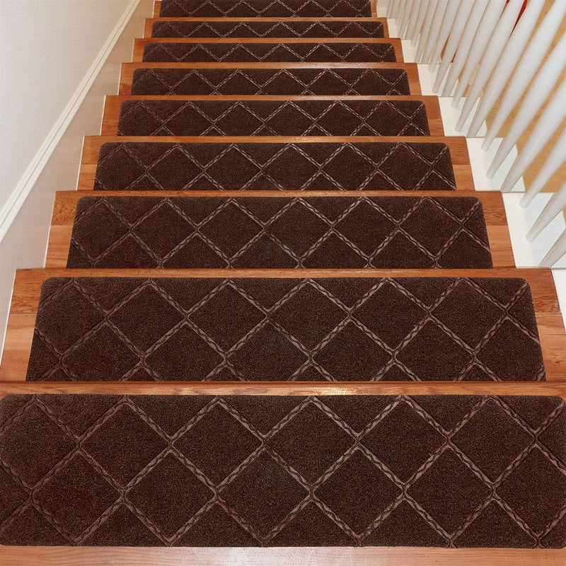 Seloom Stair Treads Carpet Non-Slip with Non Skid Rubber Backing Specialized for Indoor Wooden Steps, Removable Washable Step Runners Perfect for Dogs(Brown1, 15-Pack, 9 x 36 in) - Image 1